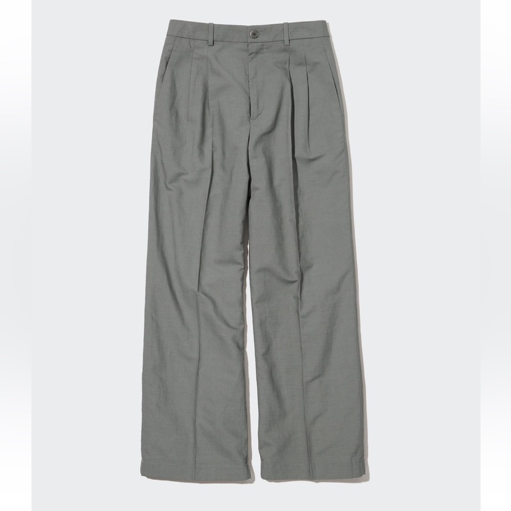 Uniqlo Women’s Linen Blend Tucked Wide Pants Medium Olive Grey
